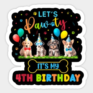 Birthday Boy Paw Dog Lovers Theme 1St 5Th 3Rd 4Th Sticker